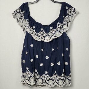 Maurices 3x Plus Navy Blue Blouse Top